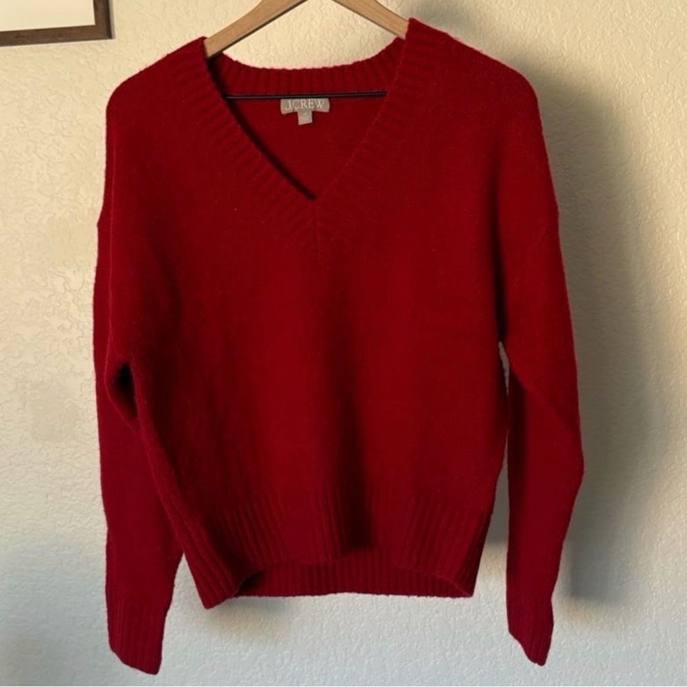J. Crew Vibrant Red V-Neck Pullover